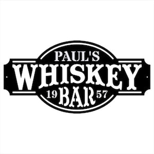 Whiskey Bar Sign, Laser Cut Drinks Bar Metal Wall Art