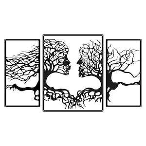 Metal Tree Branch Wall Decor, Cute Couple Metal Wall Art