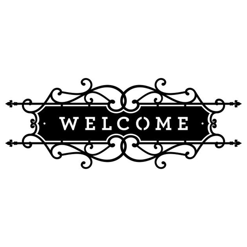 Welcome Sign Metal Artwork for Front Door Decor, Outdoor Metal Art