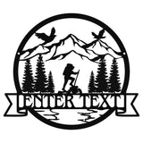 Personalized Deer Triangle Wall Art, Outdoor Metal Tree Sign