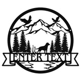 Personalized Deer Triangle Wall Art, Outdoor Metal Tree Sign