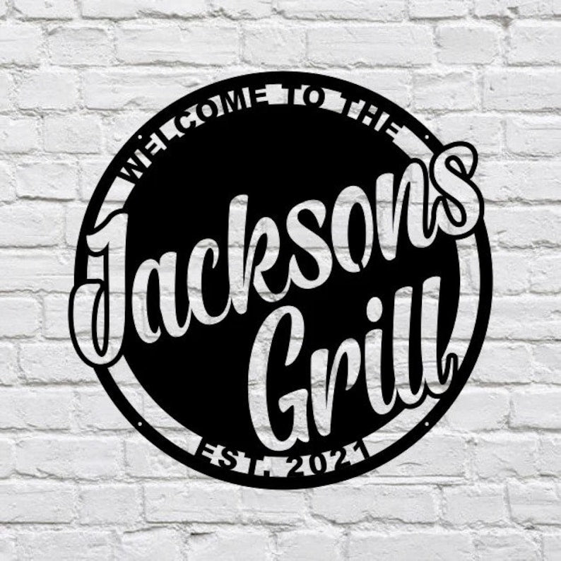 Personalized Grill Metal Wall Art, Outdoor Metal Sign