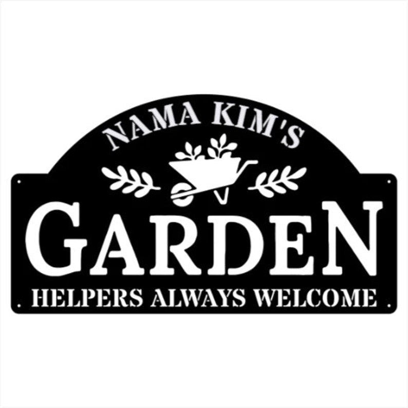 Garden Helpers Always Welcome Metal Sign, Garden Metal Wall Art