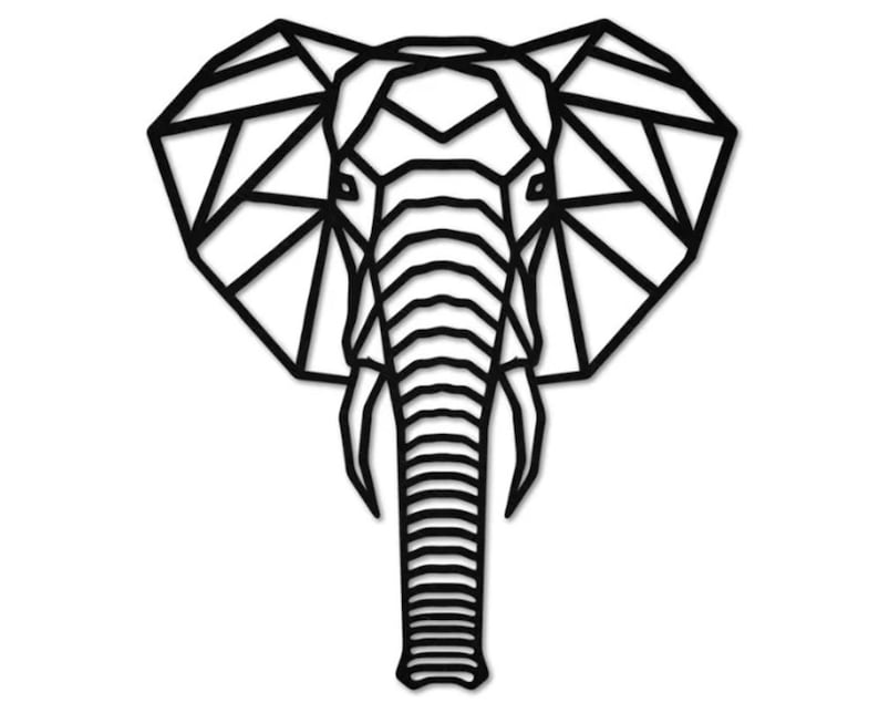 Geometric Elephant Wall Art, Metal Animal Wall Decor