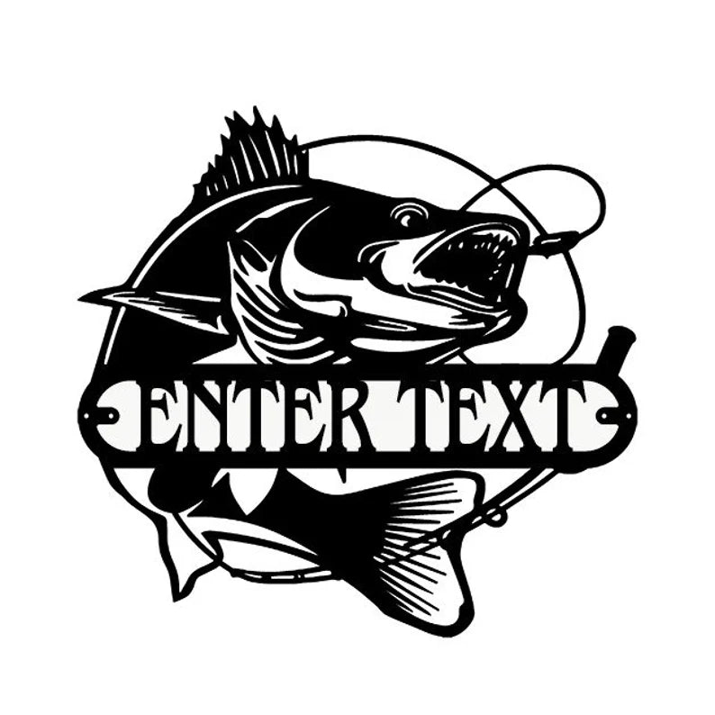 Personalized Metal Fish Wall Art, Fishing Wall Decor