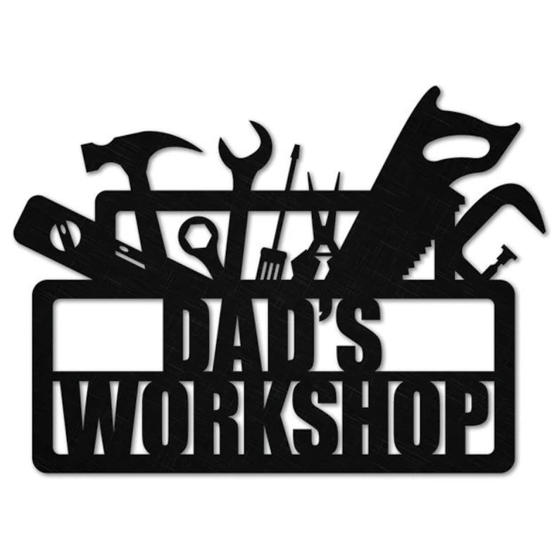 Dads Workshop Sign Metal Wall Art, Front Door Decor