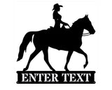 Custom Horse Metal Wall Sculpture, Horse With Rider Metal Name Sign
