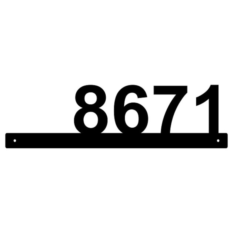 Horizontal Number Address Metal Wall Art, Metal House Number Sign