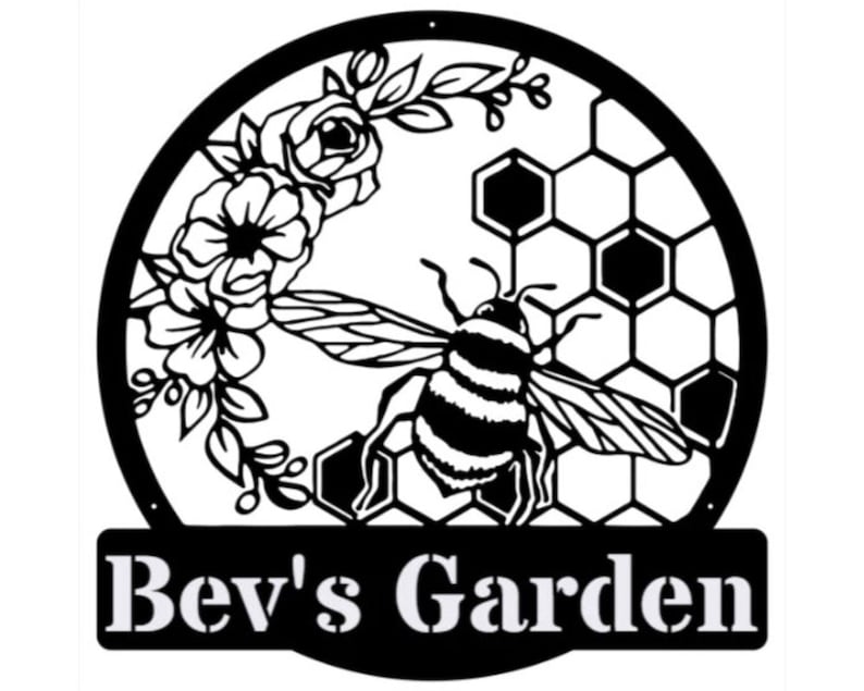 Honey Bee Garden Metal Wall Art, Custom Garden Sign