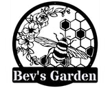 Honey Bee Garden Metal Wall Art, Custom Garden Sign