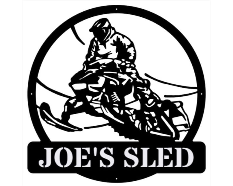 Snowmobiler Sign Metal Wall Art, Custom Name Sign for Outdoor Decor