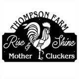 Personalized Chicken Metal Wall Art, Outdoor Rise and Shine Metal Sign