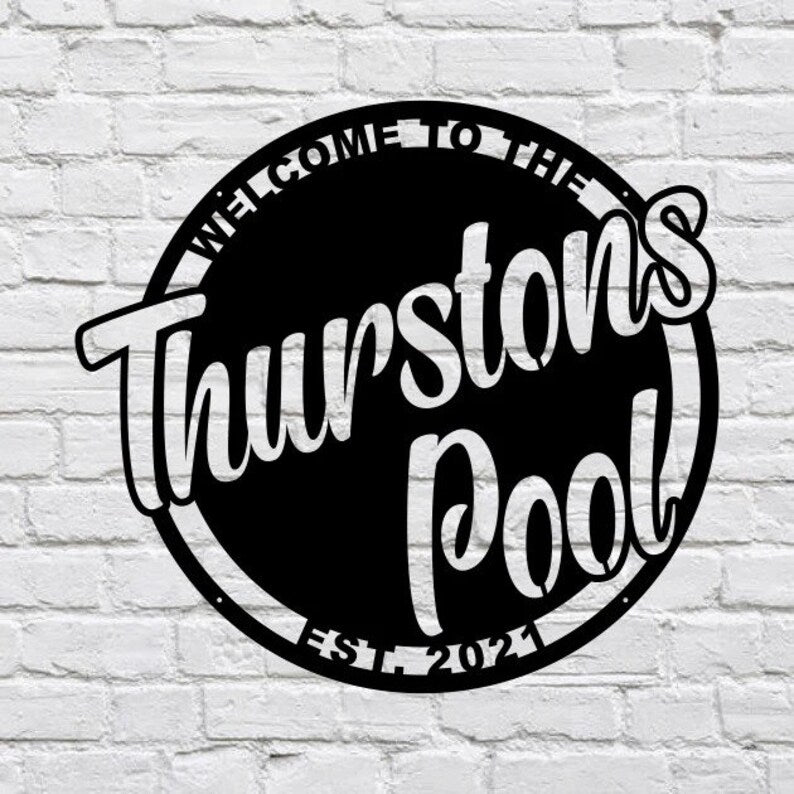 Custom Pool Sign Metal Wall Art, Front Door Sign Metal Wall Decor
