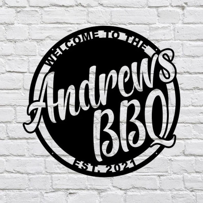 Personalized Bbq Metal Sign, Outdoor Kitchen Sign