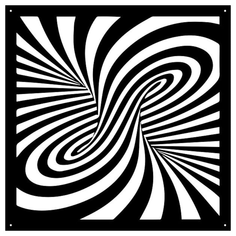 Optical Illusion 3D Metal Wall Art, Black and White Art for Wall