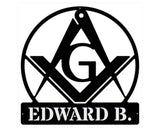 Masonic Lodge Sign Metal Wall Art, Custom Name Sign