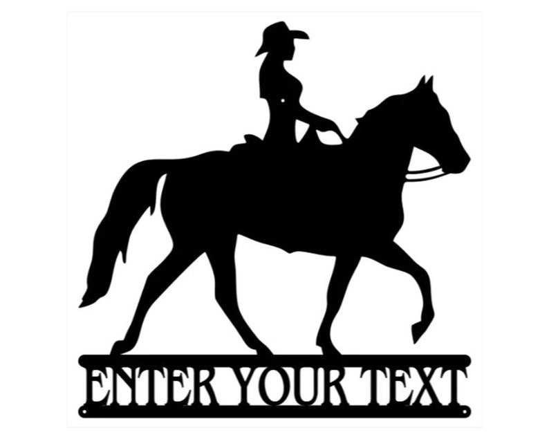 Custom Horse with Rider Metal Wall Art, Animal Wall Decor
