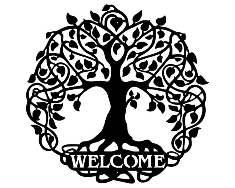 Tree Of Life Welcome Sign, Modern Welcome Sign Outdoor Decor