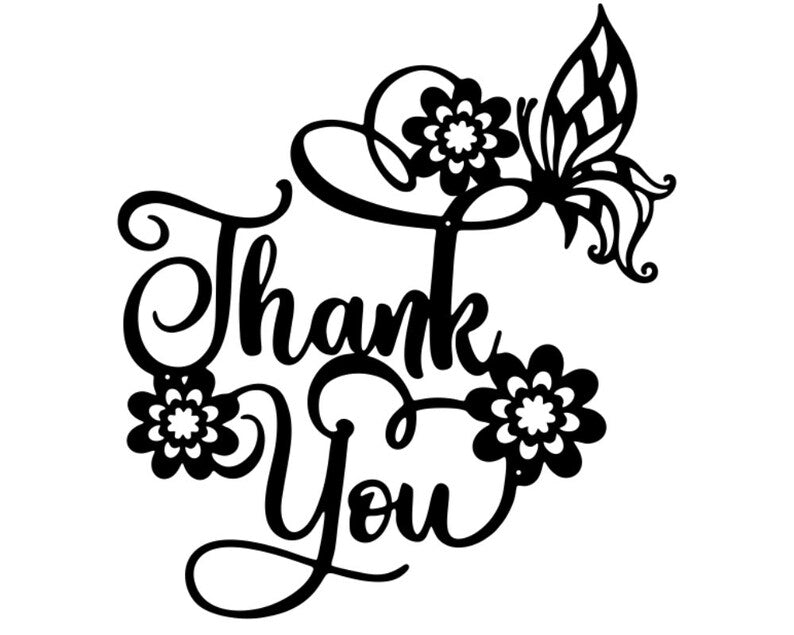 Floral Thank You Sign Metal Wall Art, Words Saying Art