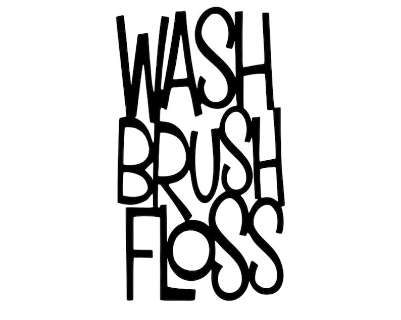 Wash Brush Floss Metal Bathroom Sign, Bathroom Wall Decor