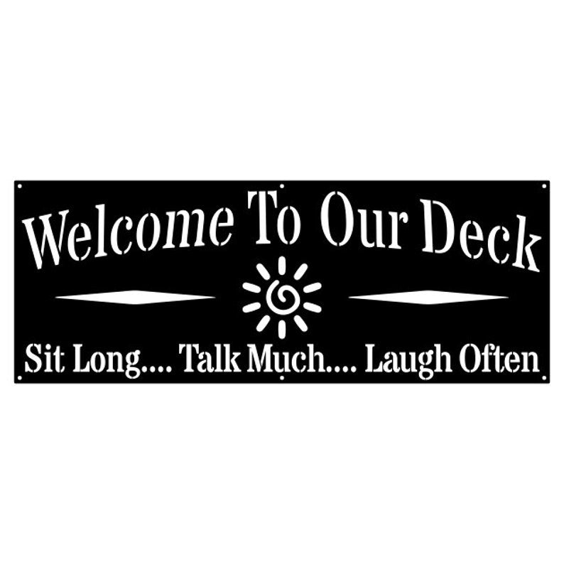 Welcome to Our Deck Wall Art, Outdoor Metal Sign for Decoration