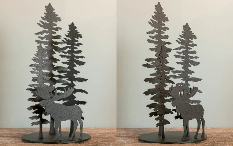 Moose Tree Metal Wall Art for Nature Lovers, Moose Outdoor Decor