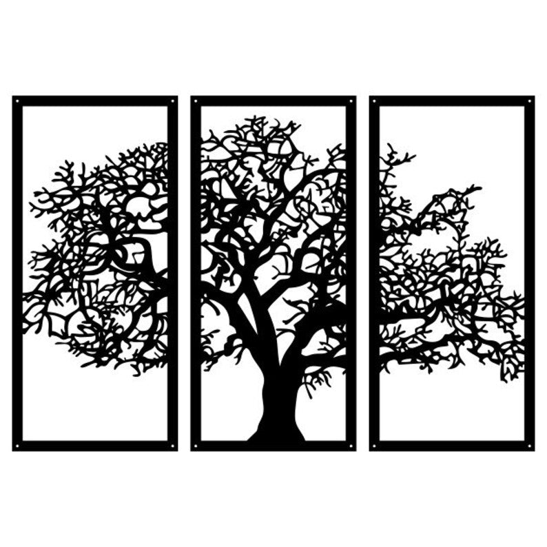 Metal Tree Wall Art Set of 3, Metal Tree Art for Wall