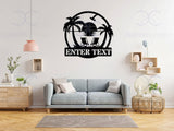 Palm Trees with Sunset Wall Art, Custom Metal Sign