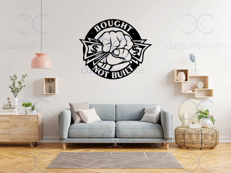 Metal Monogram Sign, Bought Not Built Nostalgic Metal Wall Art
