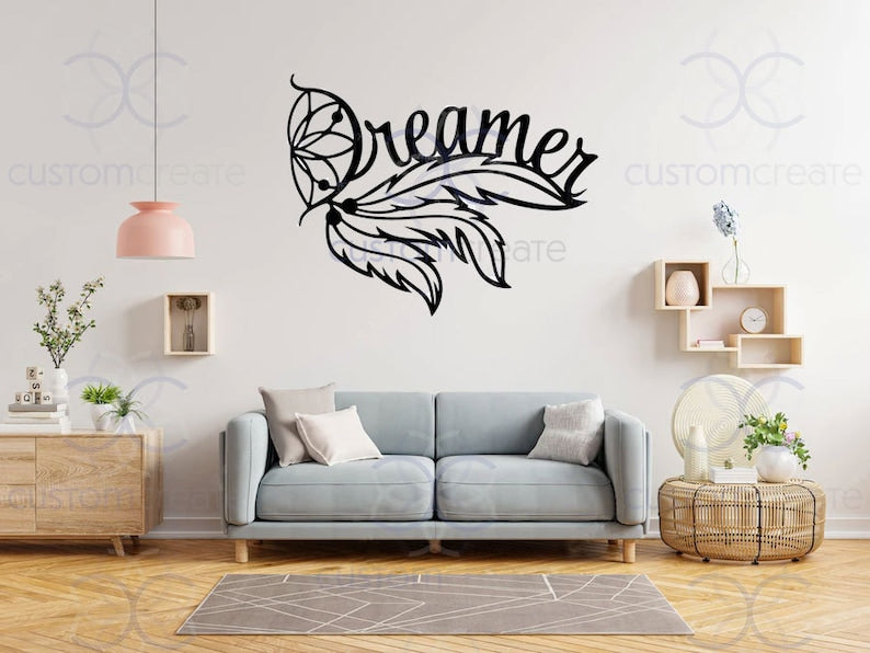 Dreamer Art Metal Sign, Inspirational Art for Home Decor
