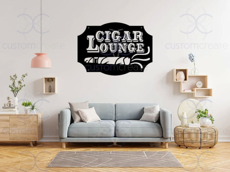 Cigar Lounge Metal Wall Art, Luxury Cigar Lounge Decor