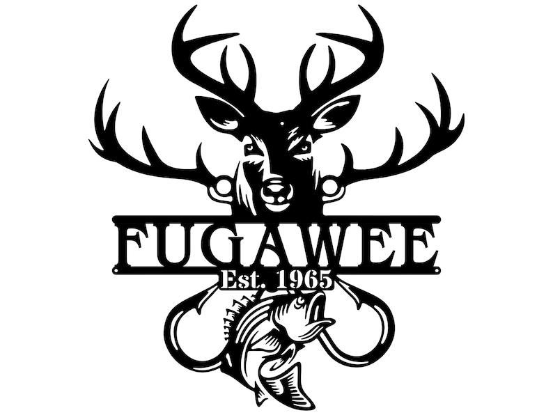 Custom Fish and Deer Metal Sign, Metal Wall Art