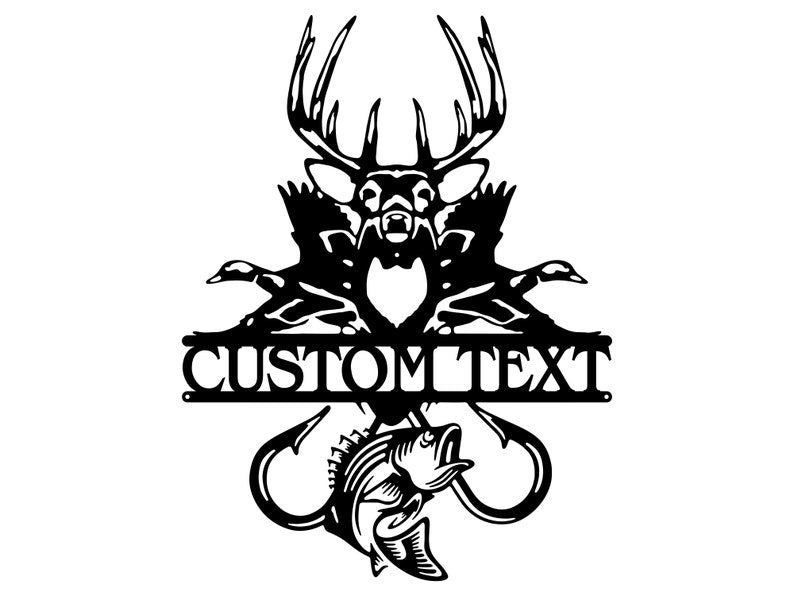Custom Fish and Deer Metal Wall Art, Hunting Duck Sign