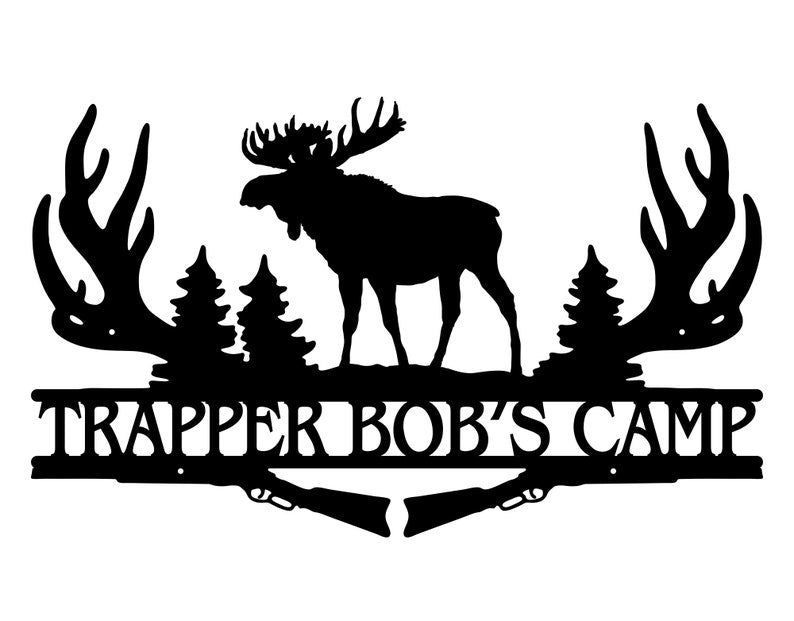 Moose Metal Wall Art, Moose with Antlers Custom Metal Name Sign