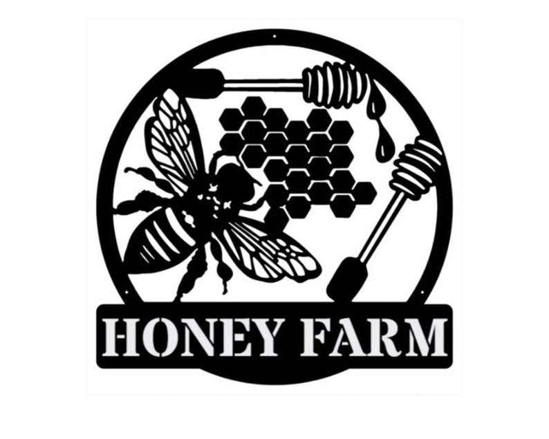 Personalized Bees Metal Wall Art, Outdoor Honey Farm Metal Sign