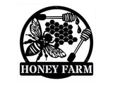 Personalized Bees Metal Wall Art, Outdoor Honey Farm Metal Sign