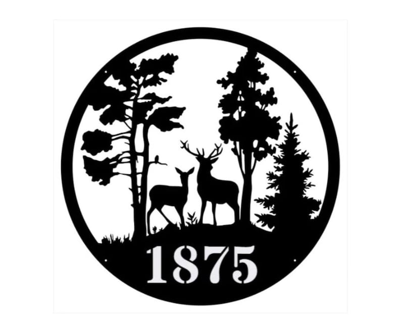 Custom Name Sign Deer Wall Art, Metal Deer Sign Forest Wall Art