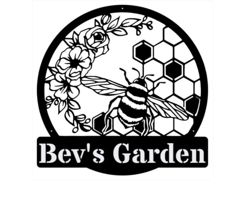 Honey Bee Sign Metal Wall Art for Garden, Custom Outdoor Metal Sign