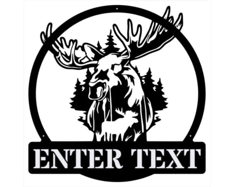 Metal Moose Wall Art, Custom Metal Name Sign Wildlife Wall Art