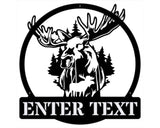 Metal Moose Wall Art, Custom Metal Name Sign Wildlife Wall Art