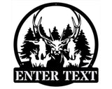 Deer Hunter Sign Metal Wall Art, Custom Name Sign for Wall Decor