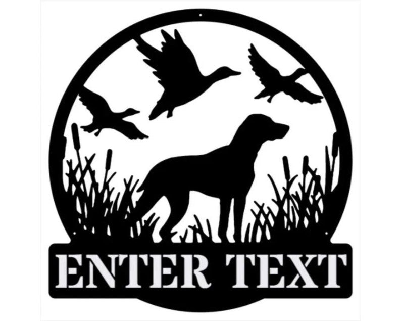 Duck Hunt Dog Metal Wall Art, Custom Name Sign Hunting Dog