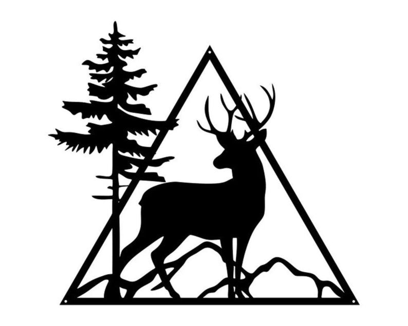 Metal Deer Wall Decor, Deer Tree Decorations for Wall, Animal Metal Wall Art