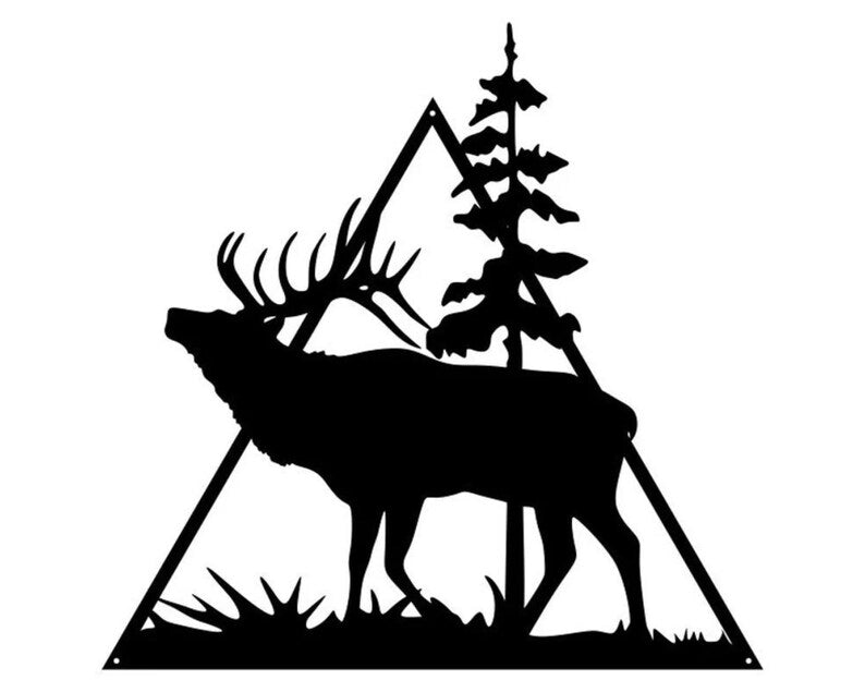 Elk Metal Wall Art, Decorative Wall Metal Art, Tree Artwork on Wall