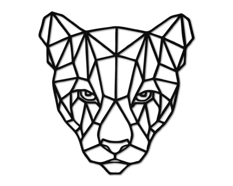 Geometric Cougar Metal Wall Art, Animal Wall Decor