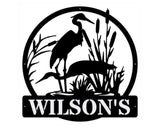 Metal Heron Wall Art, Custom Name Sign