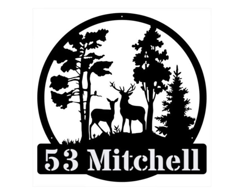 Deer in the Woods Wall Art, Custom Deer Metal Sign
