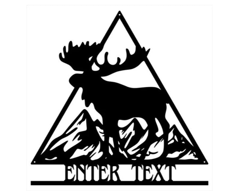 Custom Moose Triangle Metal Sign, Animal Metal Wall Decor
