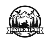 Custom Name Sign Metal Tree & Mountain Wall Art, Outdoor Metal Sign