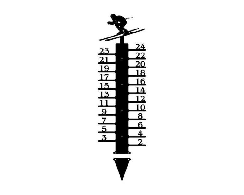 Ski Snow Gauge Metal Wall Art, Snow Ski Wall Art for Outdoor Decor